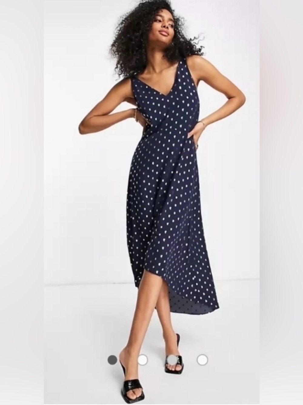 Ted Baker Printaa Metallic Dot Midi Dress Blue size M